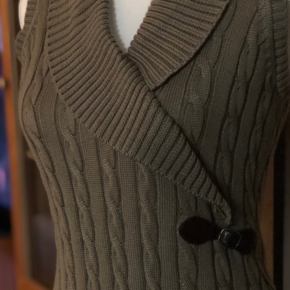 Calvin Klein Sleeveless Shawl Collar Lt Brown Cable Knit Sweater Dress Size S/P - Picture 3 of 6